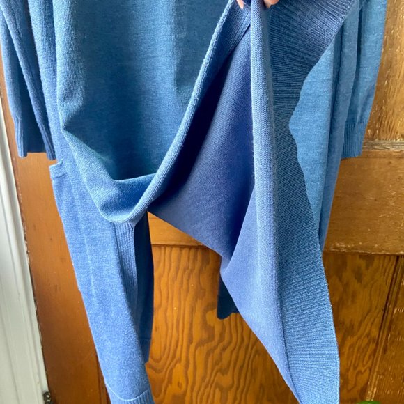 Ellie Mid-length Split Hem Cardigan in Blue [S] - Picture 8 of 8